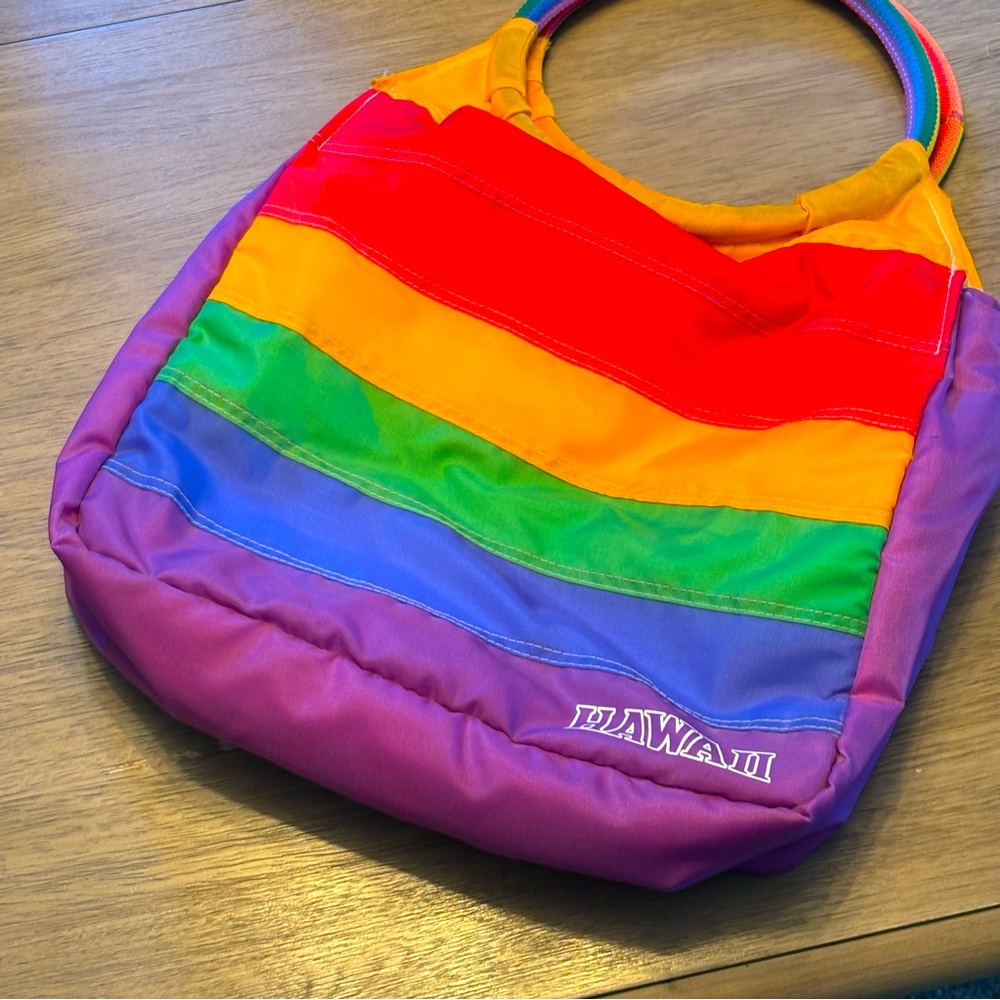 Vintage Rainbow Striped Hawaii Pride Tote Bag